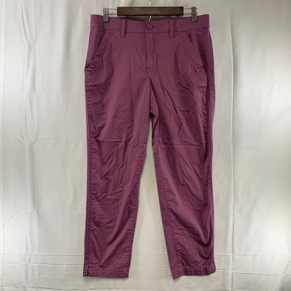 Eddie Bauer Chino Pants Women 10 Purple Straight Leg Stretch Cotton Mid Rise